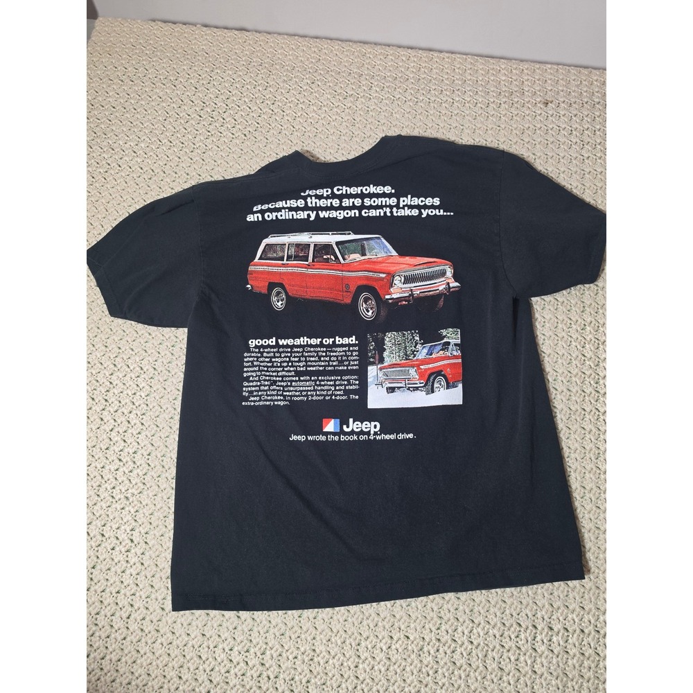 Jeep Cherokee Graphic T-Shirt Mens XL Black Excellent Vintage Style Wagoneer SJ